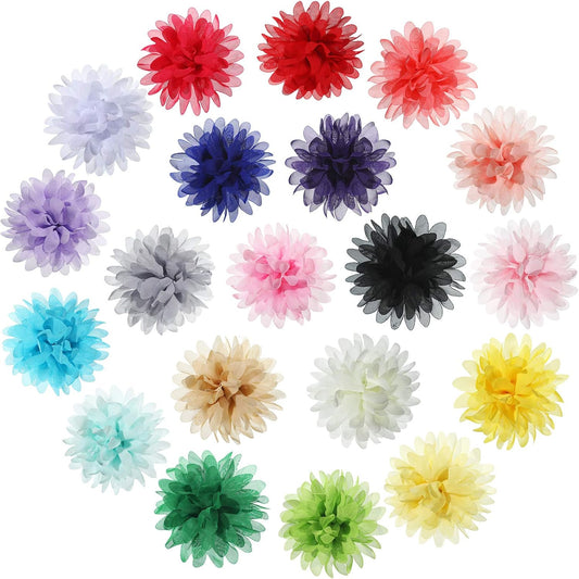 20 Pcs 12 Cm/ 4. 7 Inch Pet Flower Collar Bow Dog Collar Dog Flower Accessory Multi Color Soft Chiffon Bow Tie Charms for Puppy Grooming Accessories