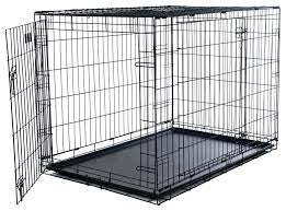 42 Inch Dog Crate, Dog Crates and Kennels Foldable Large Dog Crate for Large Dogs with Handle Double-Door Outdoor Metal Wire Dog Cage with Plastic Tray for Medium Dogs, Black