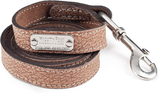 Premium Leather Dog Leash 5 Ft Light Brown Soft Material