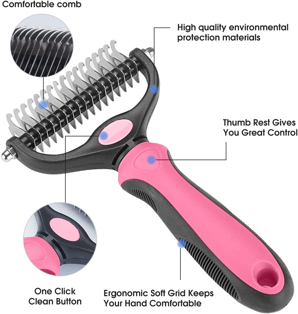 Dual Sided Undercoat Rake Dematting Comb for Cats and Dogs