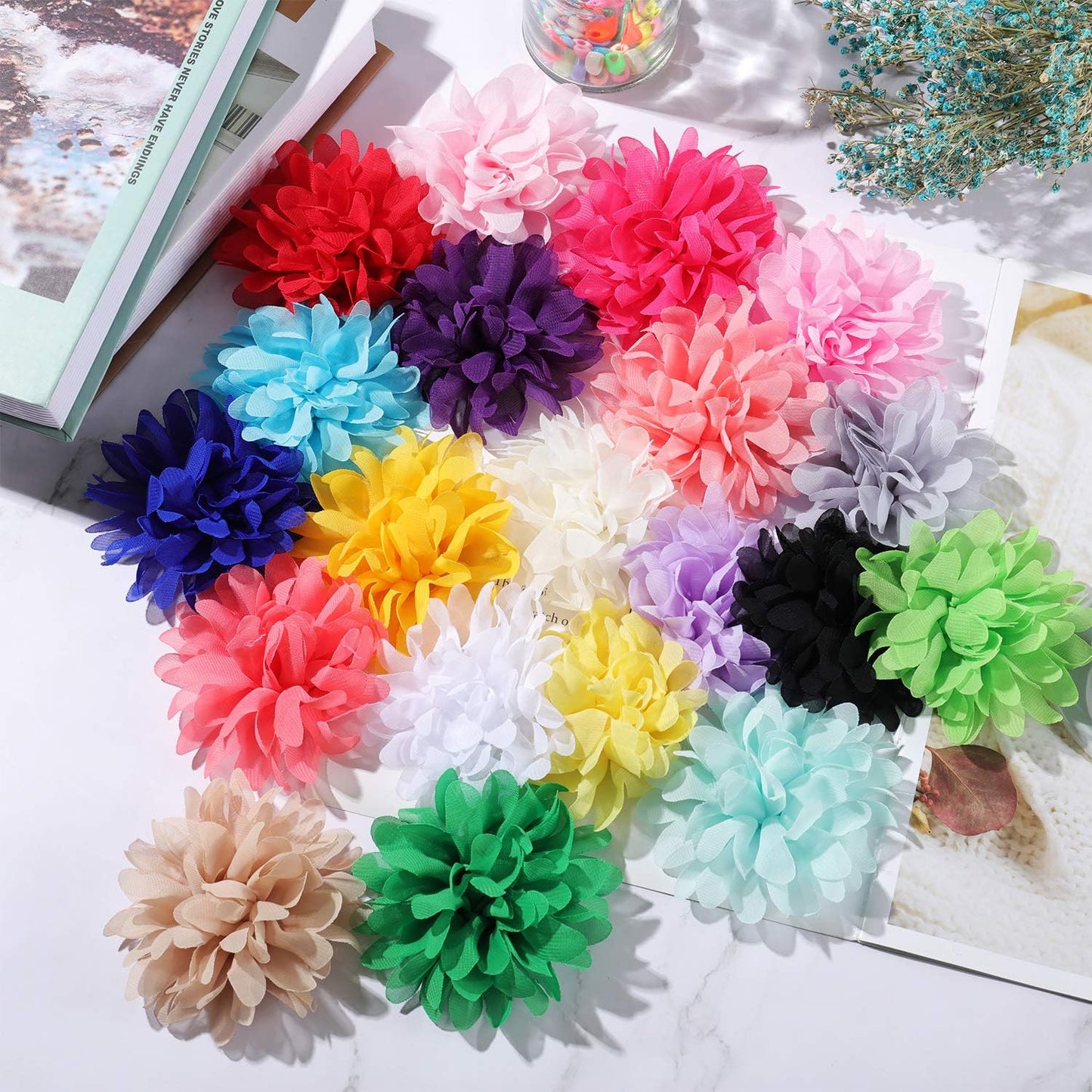 Colorful 10 Cm/4 Inch 20 Pcs Pet Flower Collar Bow Dog Collar Dog Flower Accessory for stylish puppy grooming.