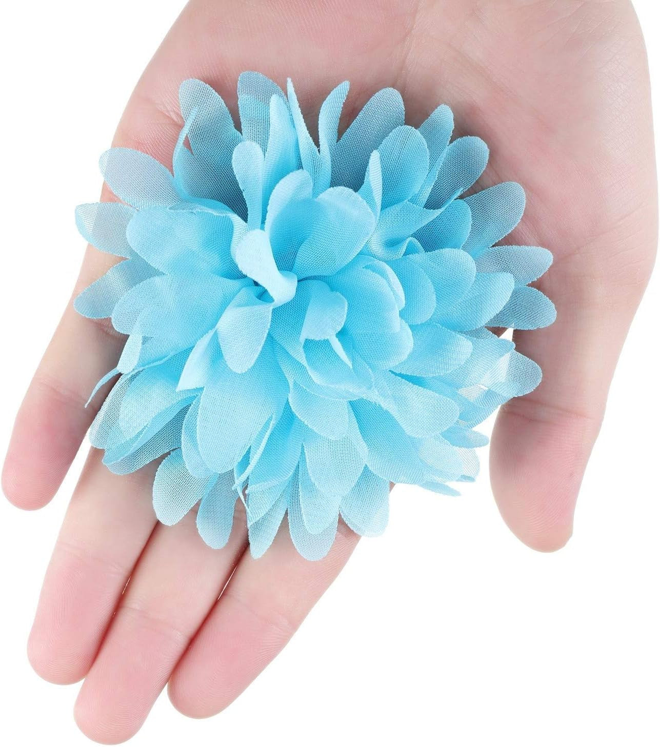 Soft chiffon blue flower bow for dogs, a charming accessory from 10 Cm/4 Inch 20 Pcs Pet Flower Collar Bow collection.