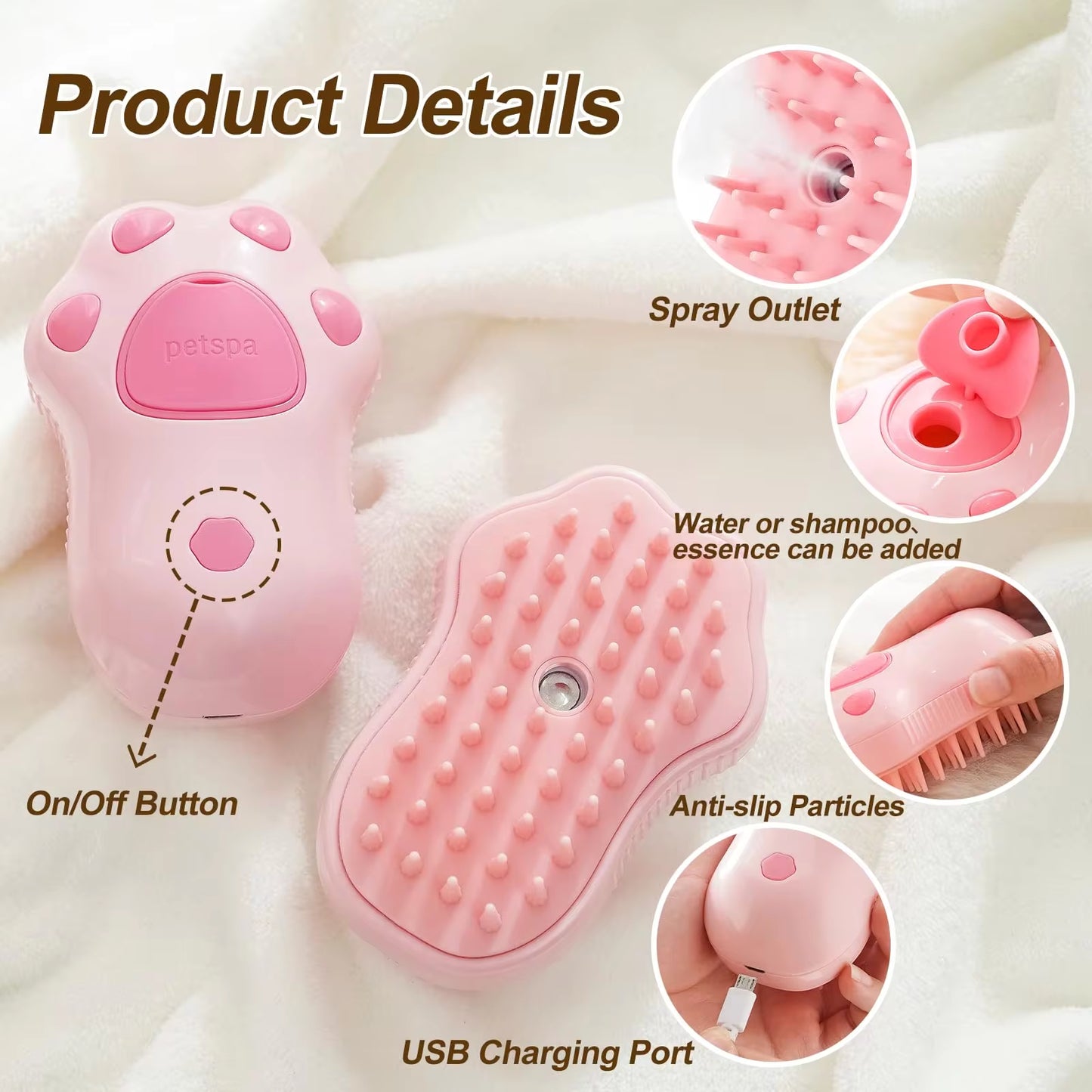3 In 1 Cat Grooming Brush