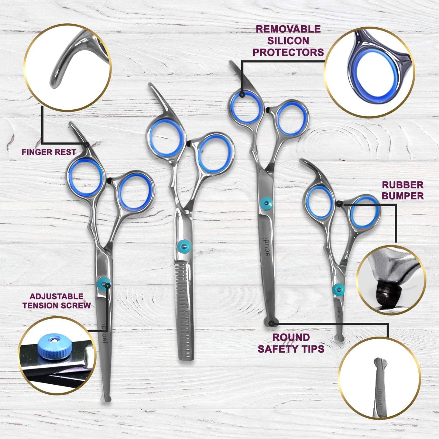 Dog Grooming Scissors Kit 7 In 1 With Safety Round Tips Comb