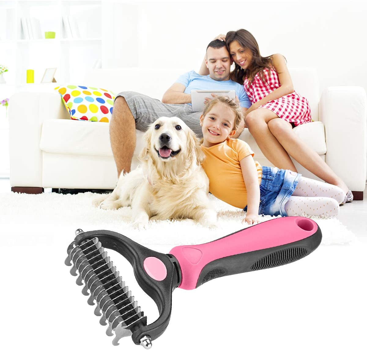 Dual Sided Undercoat Rake Dematting Comb for Cats and Dogs