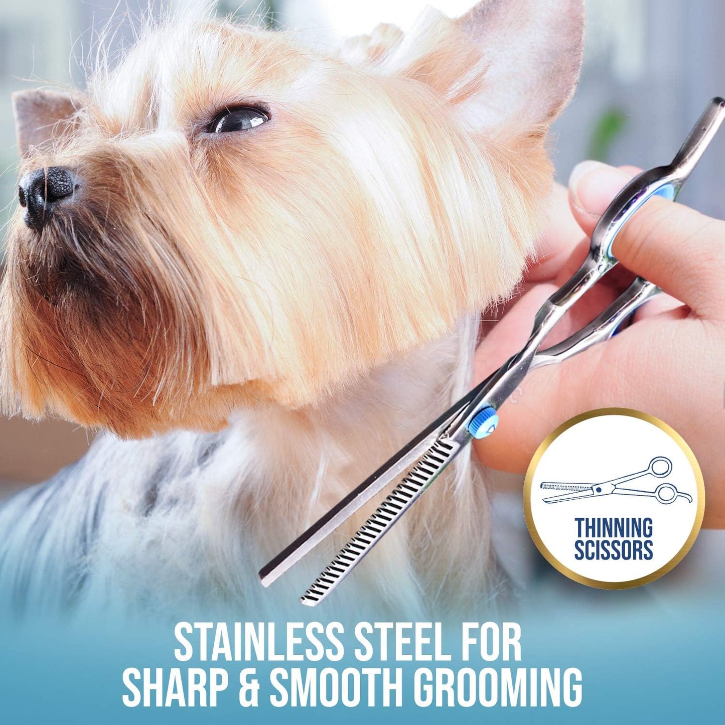 Dog Grooming Scissors Kit 7 In 1 With Safety Round Tips Comb