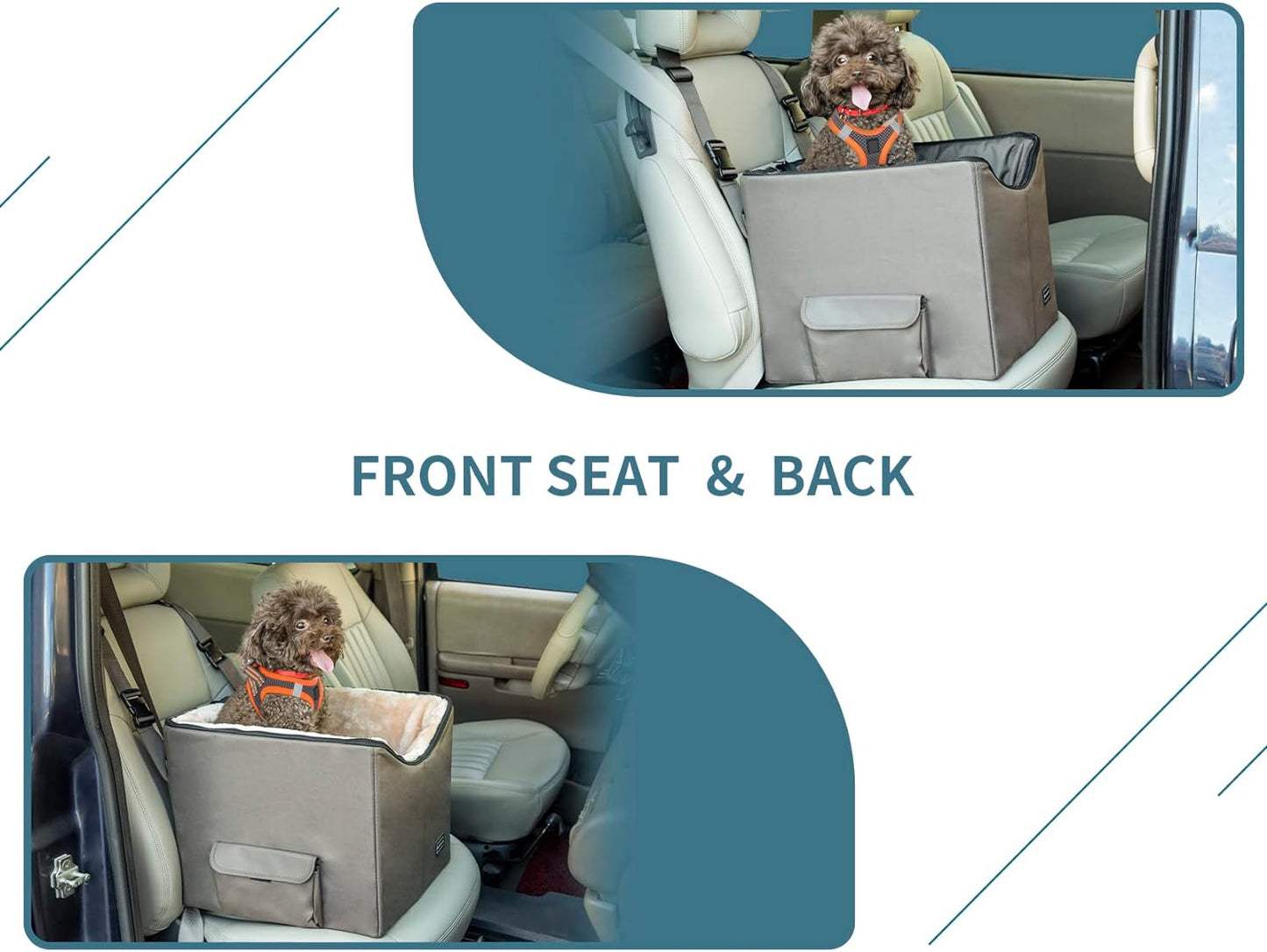 Dog Booster Car Seat for Small Dogs, Dog Car Seat with Safety Leash, Suitable for Cars, Trucks, and Suvs (Small, Brown)