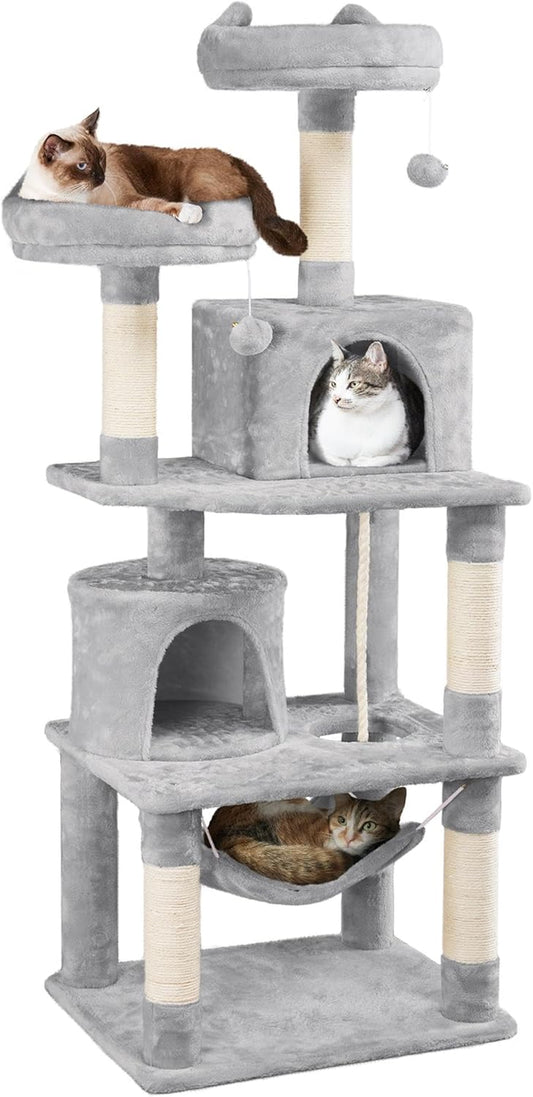 62.5 Inch Cat Tree Tower Cat Condo With Hammock And Scratching Posts