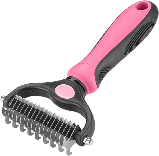 Dual Sided Undercoat Rake Dematting Comb for Cats and Dogs