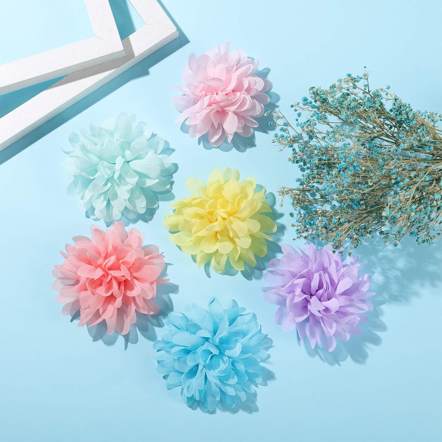 Colorful soft chiffon flower bows from the 10 Cm/4 Inch 20 Pcs Pet Flower Collar Bow for stylish puppy grooming.