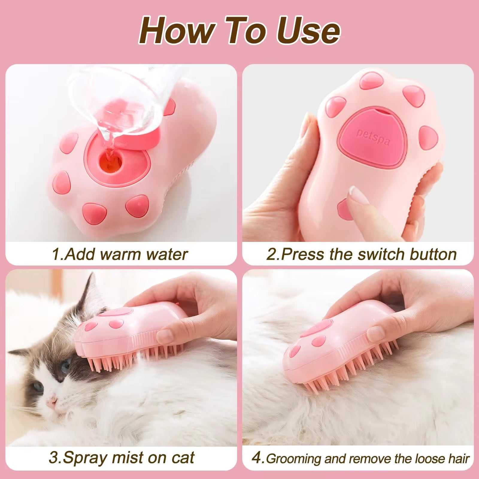 3 In 1 Cat Grooming Brush