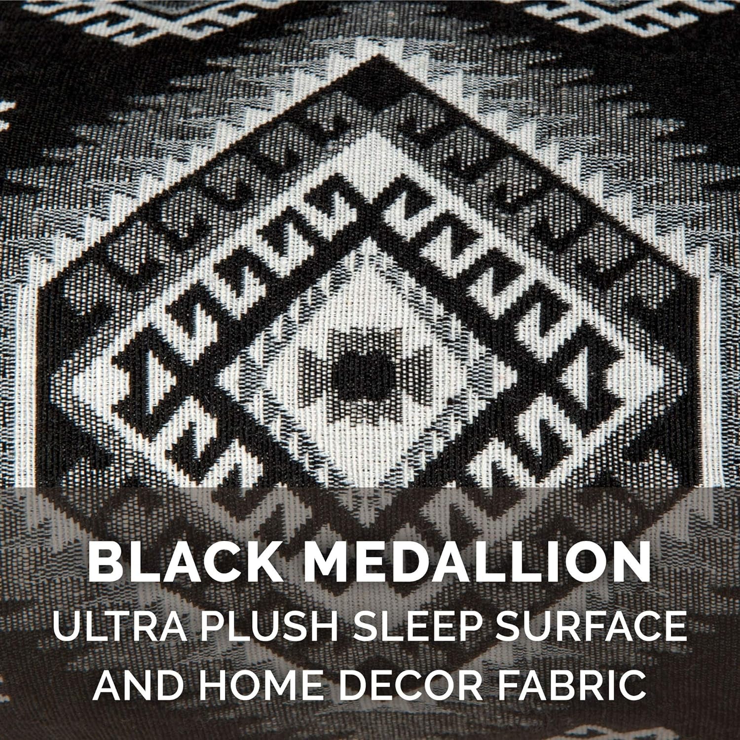 Orthopedic Dog Bed for Large/Medium Dogs W/ Removable Bolsters & Washable Cover, for Dogs up to 55 Lbs - Plush & Southwest Kilim Woven Decor Sofa - Black Medallion, Large