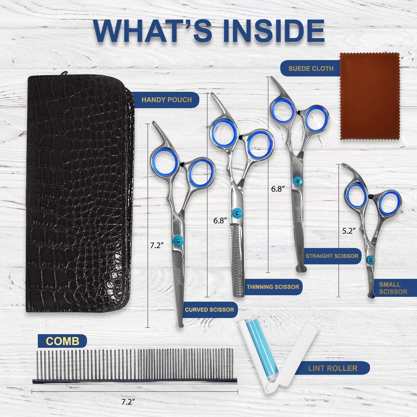 Dog Grooming Scissors Kit 7 In 1 With Safety Round Tips Comb