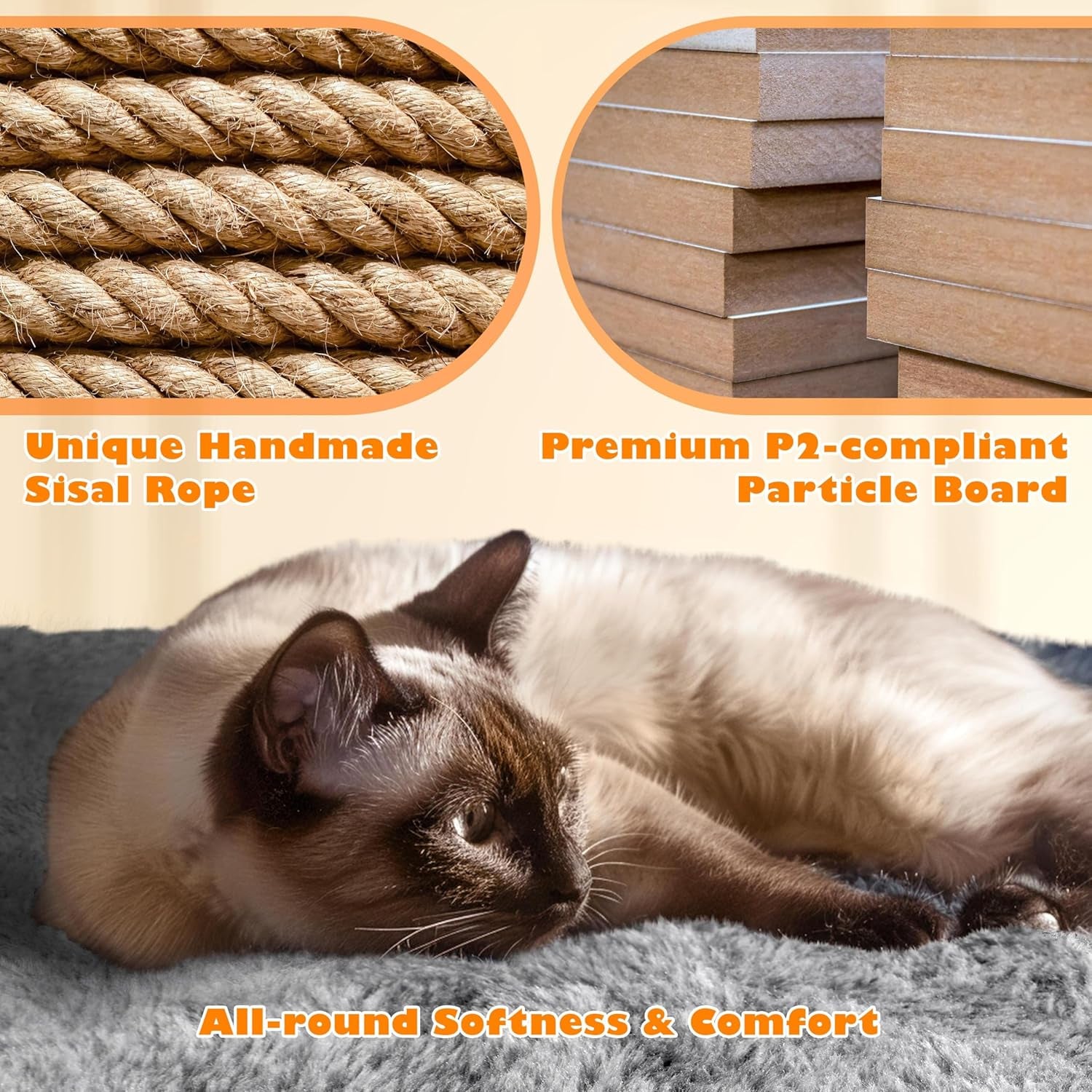 62.5 Inch Cat Tree Tower Cat Condo With Hammock And Scratching Posts