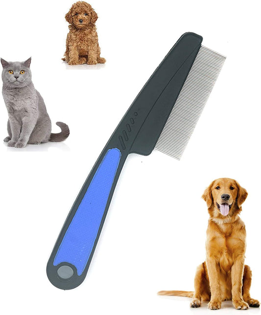 Flea Comb for Dogs & Cats Rubber Handle Durable Teeth
